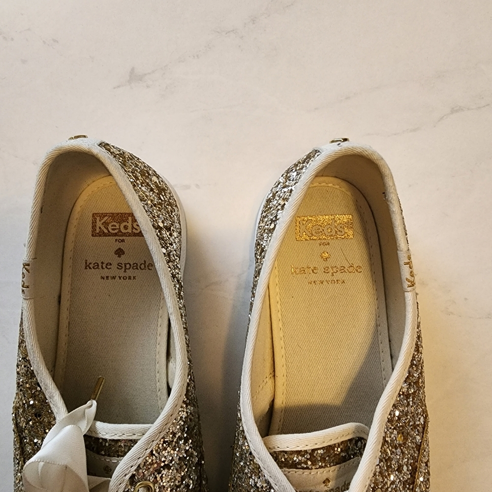 Gold Glitter Keds X Kate Spade Tennis Shoes Gem